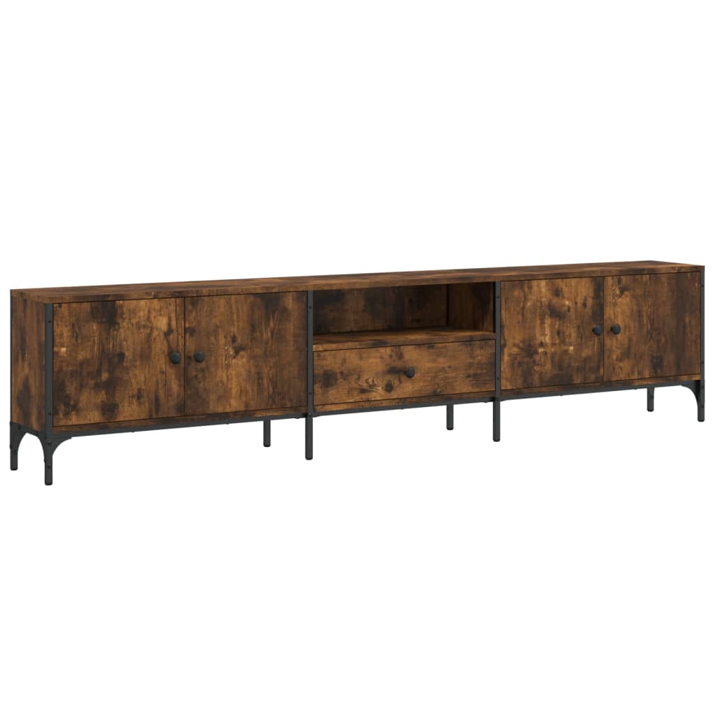 TV-Möbel Rökfärgad Ek TV-Bänk med låda 200x25x44 cm