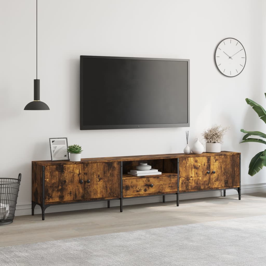 TV-Möbel Rökfärgad Ek TV-Bänk med låda 200x25x44 cm