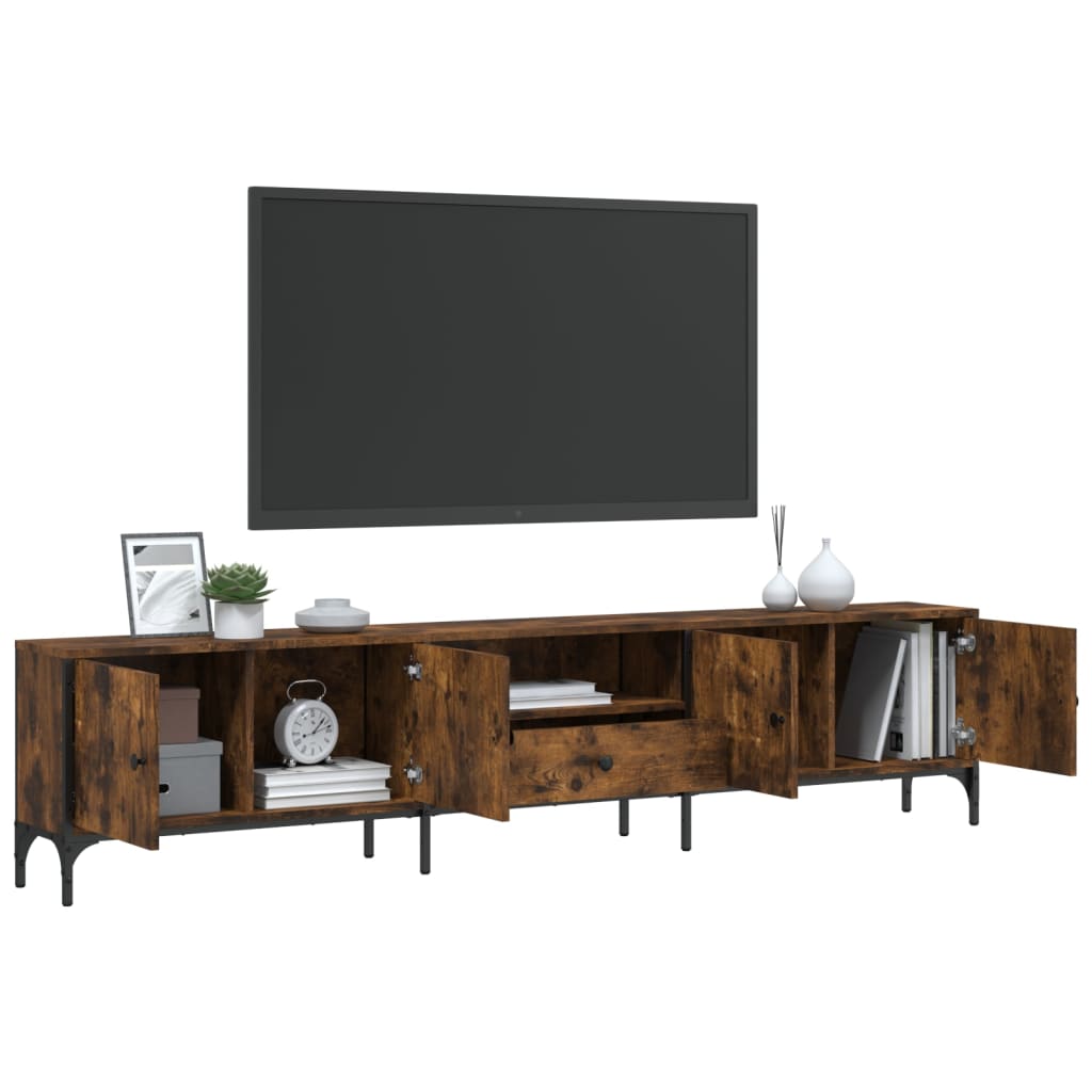TV-Möbel Rökfärgad Ek TV-Bänk med låda 200x25x44 cm