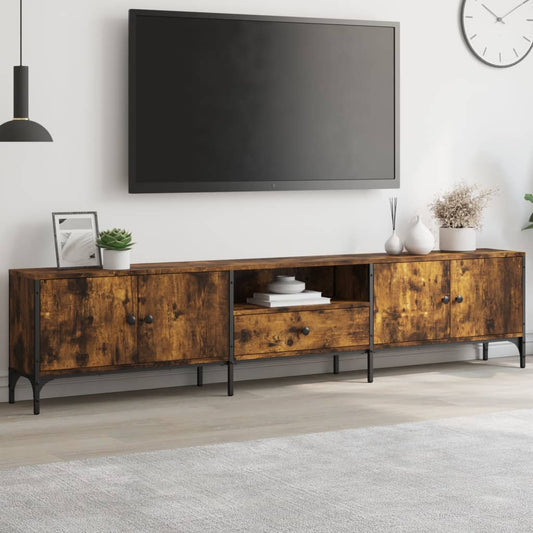 TV-Möbel Rökfärgad Ek TV-Bänk med låda 200x25x44 cm