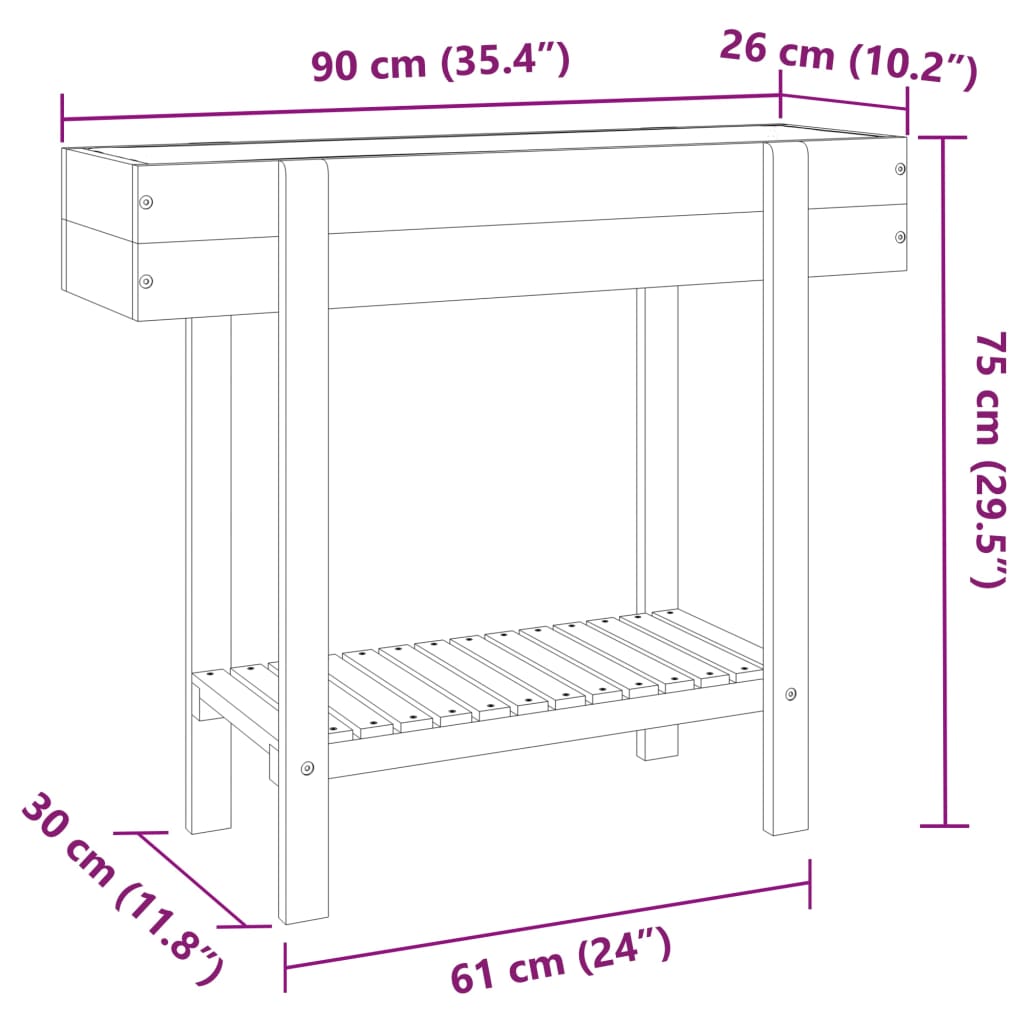 Utomhus Blomkruka Trä 90x30x75 cm massivt akaciaträ