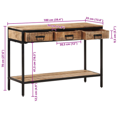 Avlastningsbord Konsollbord Trä 100x35x70 cm massivt grovt mangoträ