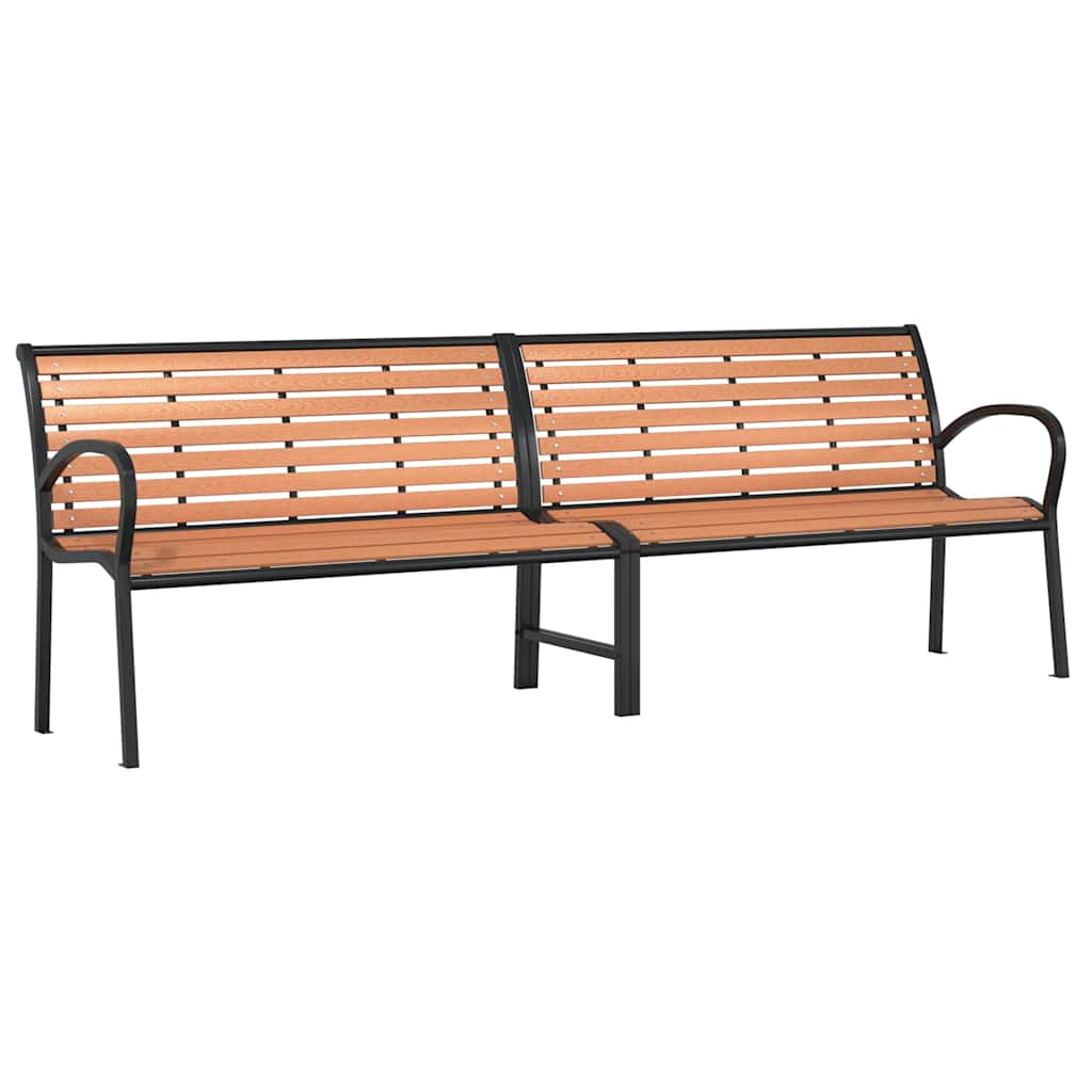 Trädgårdsbänk brun 231 cm trä & pulverlackerat stål