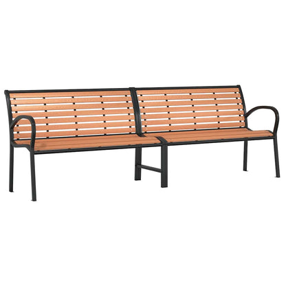 Trädgårdsbänk brun 231 cm trä & pulverlackerat stål