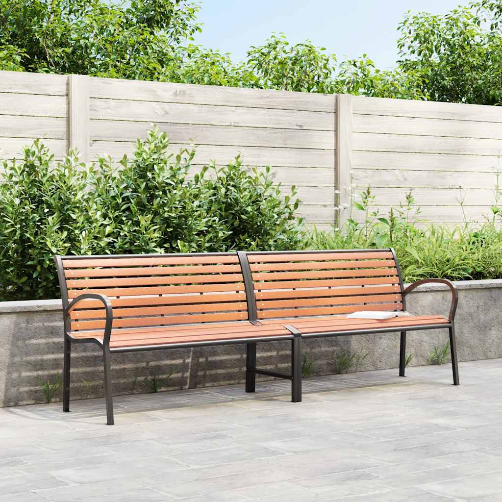 Trädgårdsbänk brun 231 cm trä & pulverlackerat stål