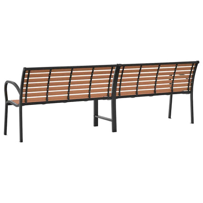Trädgårdsbänk brun 231 cm trä & pulverlackerat stål