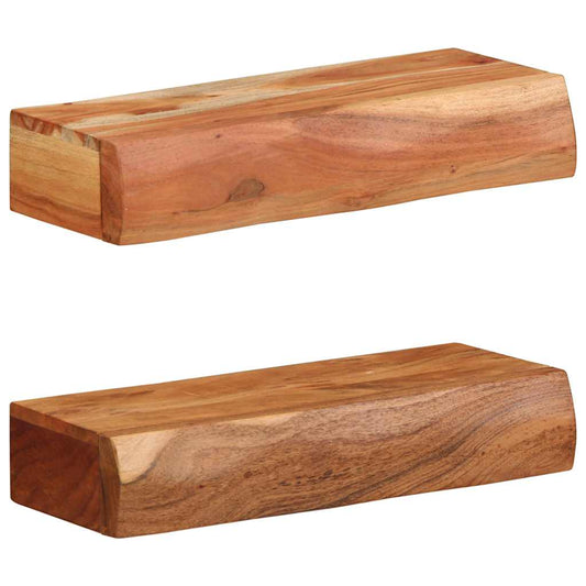 Vägghyllor 2 st 40x17x8 cm massivt trä akacia