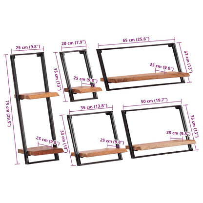 Vägghylla Trä 5 delar massivt Trä akacia