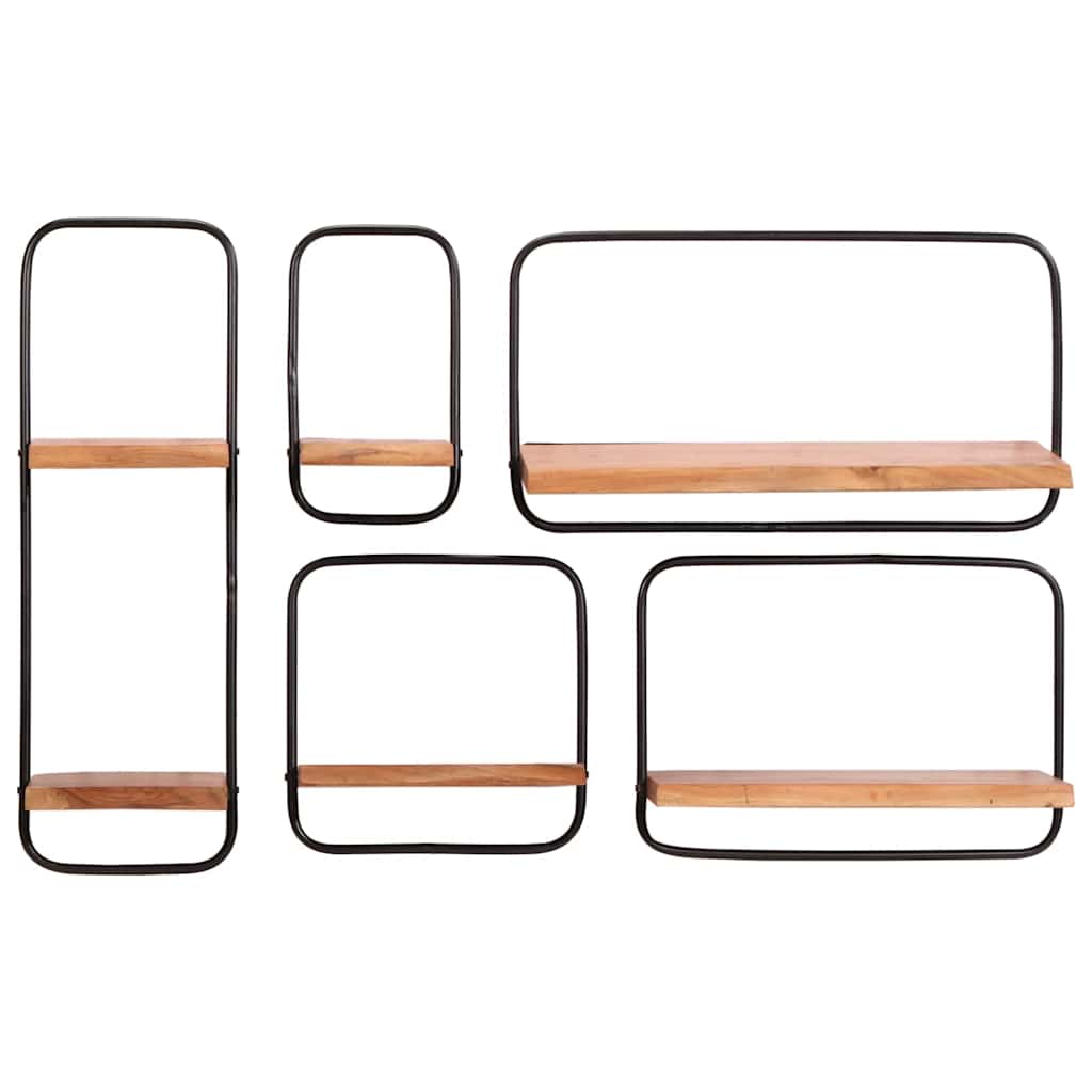 Vägghylla Trä 5 delar massivt Trä akacia