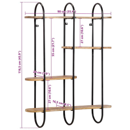 Vägghylla Trä 90x20x116,5 cm mango massivt grovt trä