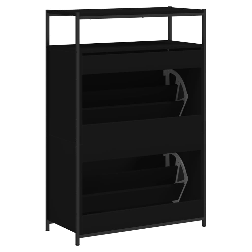 Skoställ Svart Skohylla 75x34x112 cm
