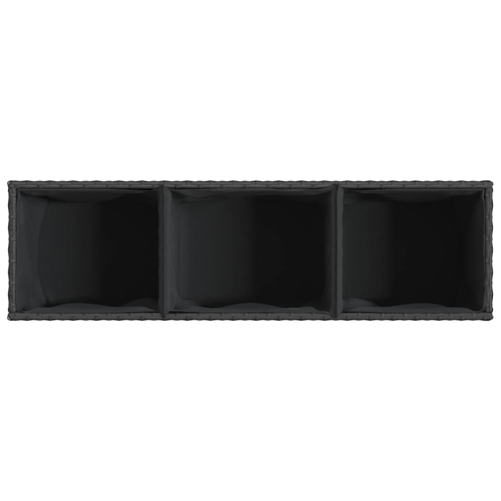 Utomhus Blomkruka Konstrotting med 3 krukor Svart 105x30x32 cm