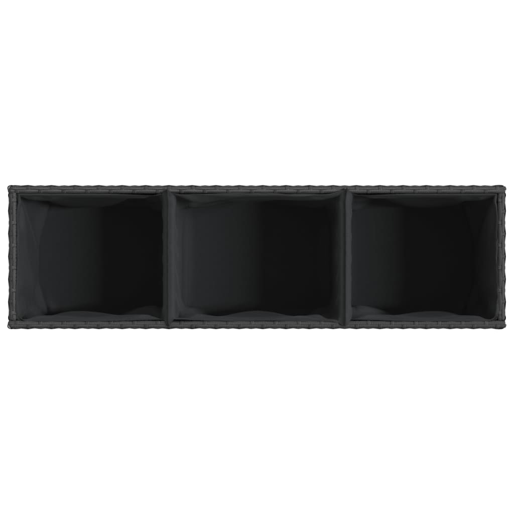 Utomhus Blomkruka Konstrotting med hjul & 3 krukor Svart 107x32x38 cm