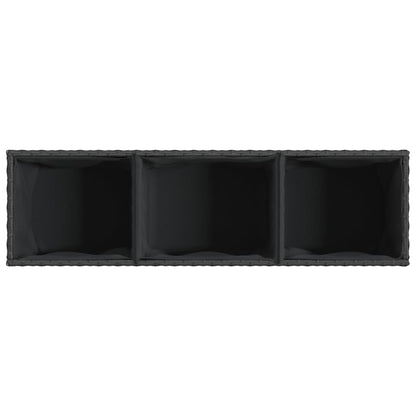 Utomhus Blomkruka Konstrotting med hjul & 3 krukor Svart 107x32x38 cm