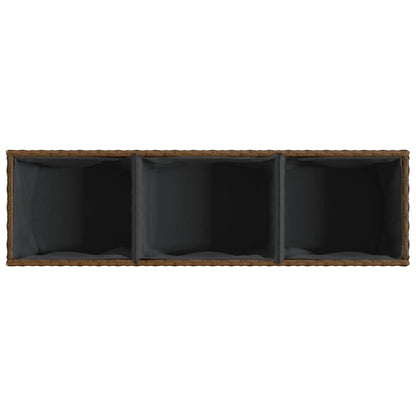 Utomhus Blomkruka Konstrotting med hjul & 3 krukor Brun 107x32x38 cm