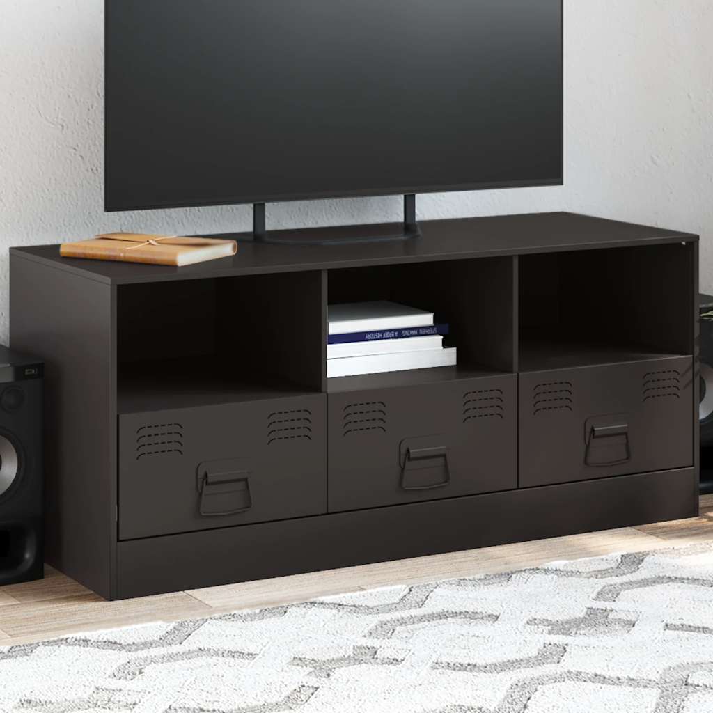 TV-Möbel Svart TV-skåp 99x39x44 cm stål
