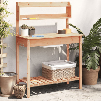 Utomhus Blomställning Planteringsbord Odlingsbänkmed vask 110,5x45x124,5 cm massivt granträ