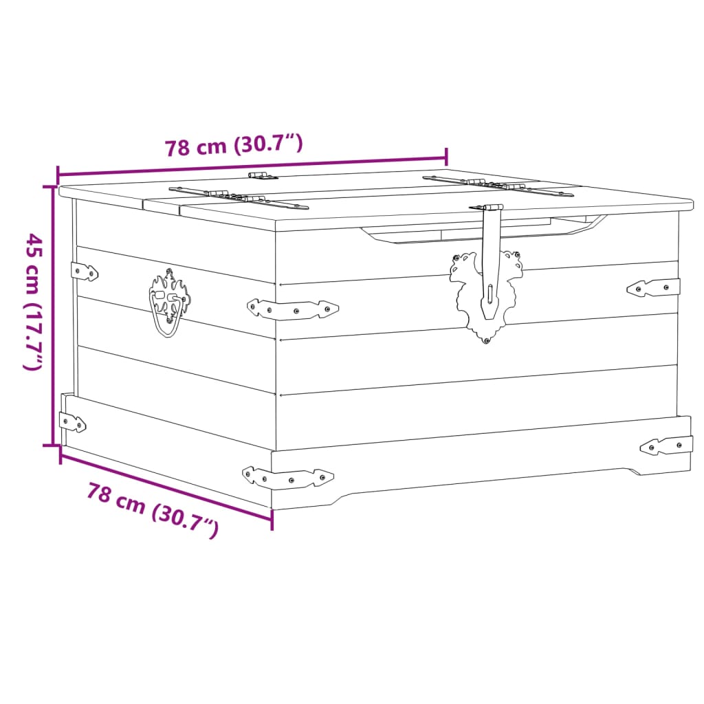 Förvaringskista Corona 78x78x45 cm massiv furu