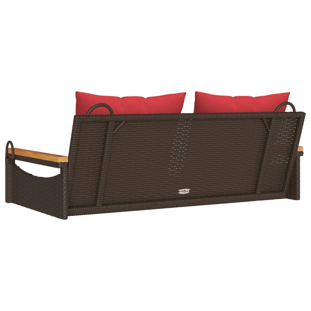 Gungbänk med dynor brun 109x62x40 cm konstrotting