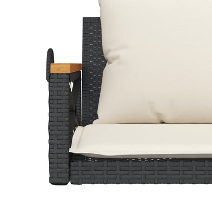 Trädgårdsbänk Konstrotting Gungbänk med dynor Svart 109x62x40 cm