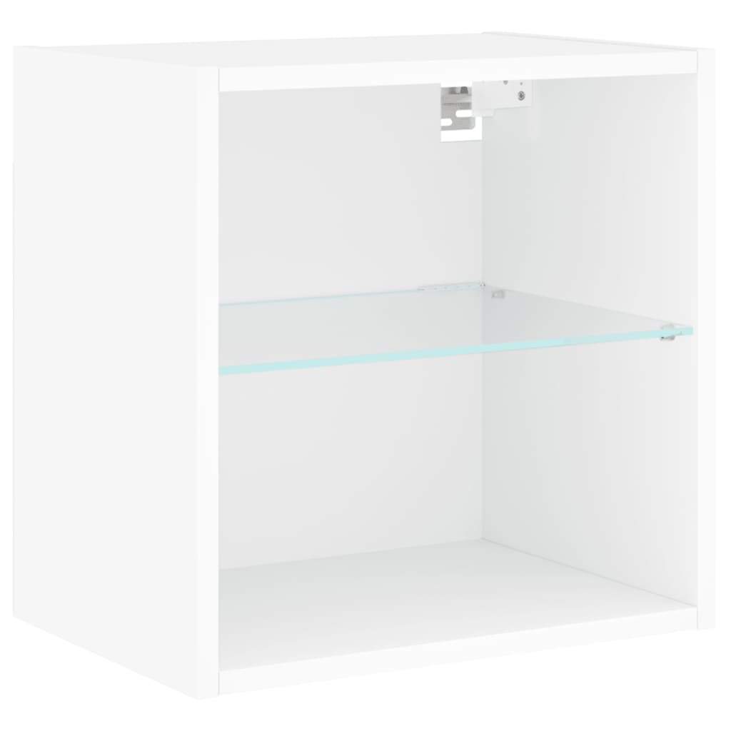 Väggmonterade tv-skåp 6 delar med LEDs vit