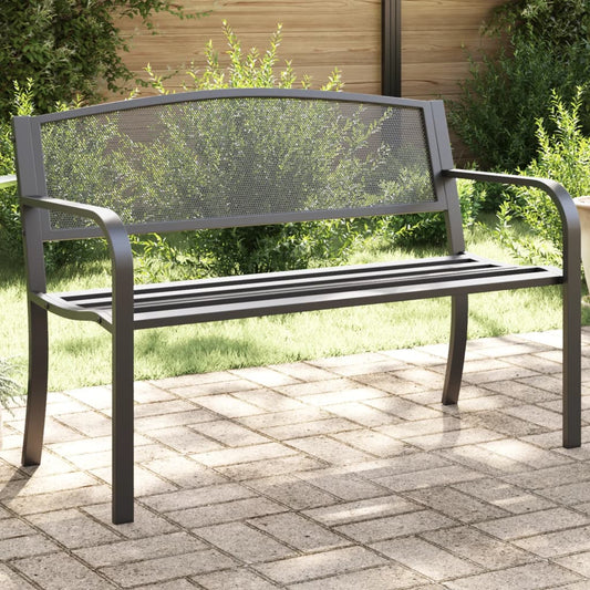 Trädgårdsbänk Metall 119 cm Svart stål