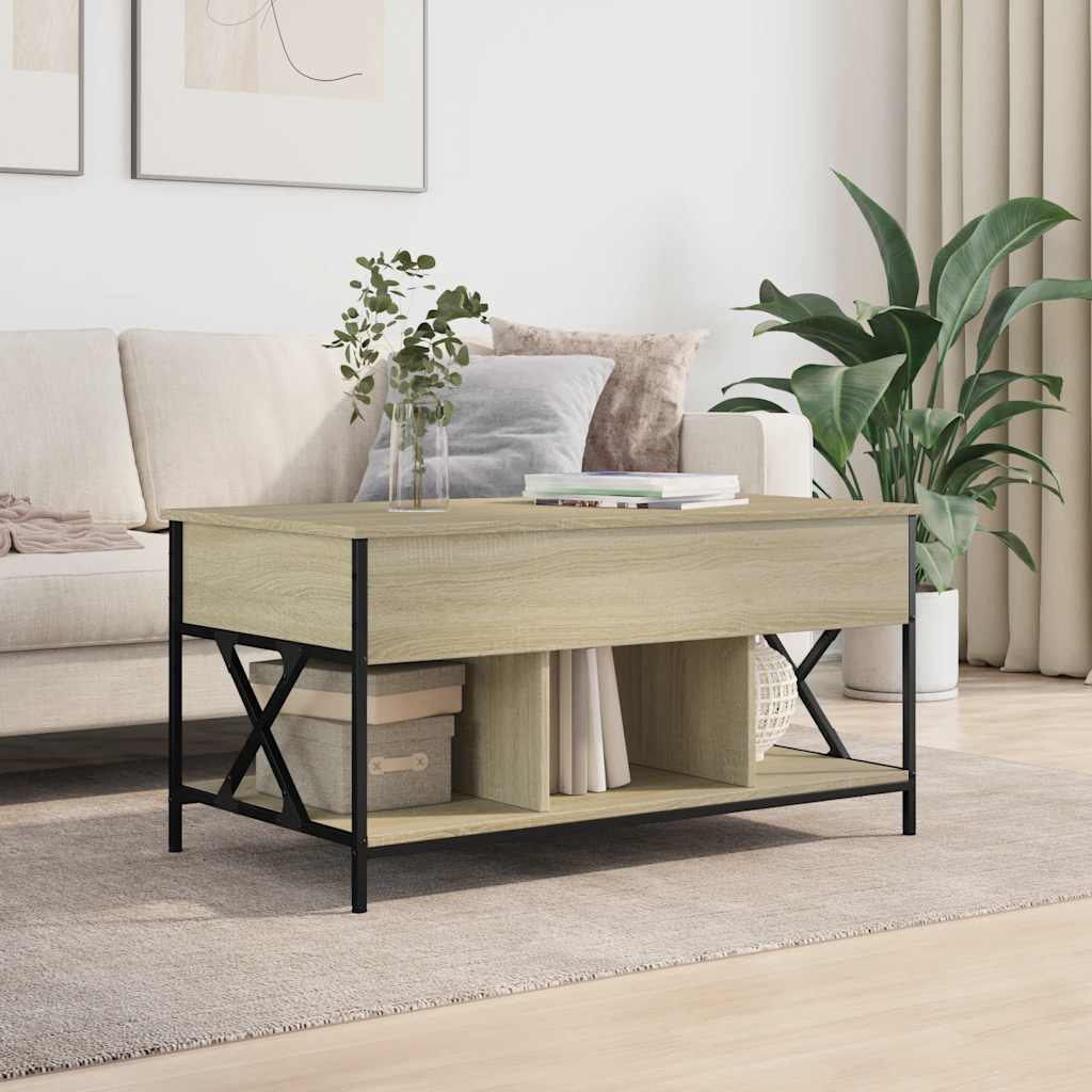 Soffbord Sonoma Ek 100x55x50 cm och metall