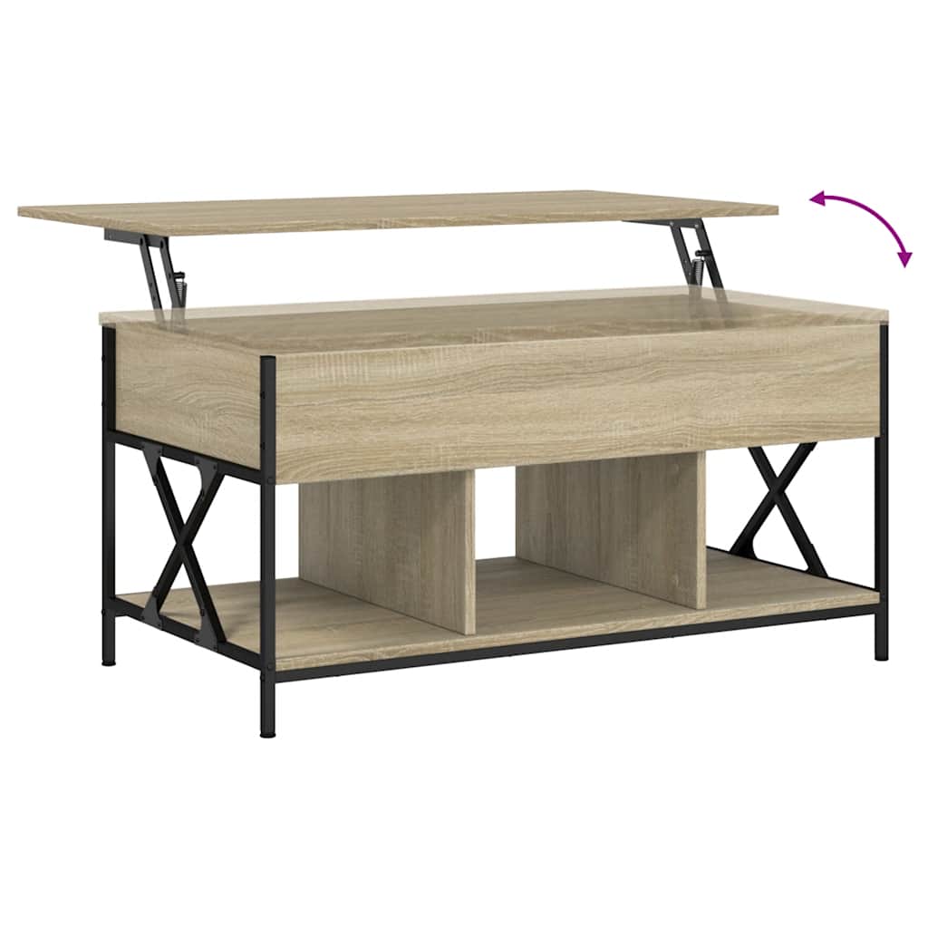 Soffbord Sonoma Ek 100x55x50 cm och metall