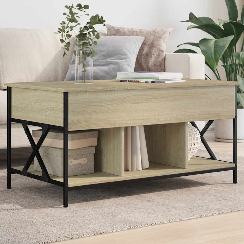 Soffbord Sonoma Ek 100x55x50 cm och metall