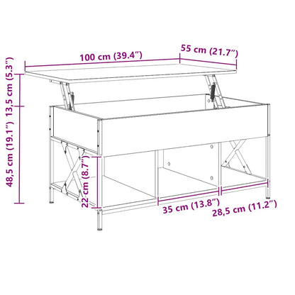 Soffbord Sonoma Grå 100x55x50 cm och metall