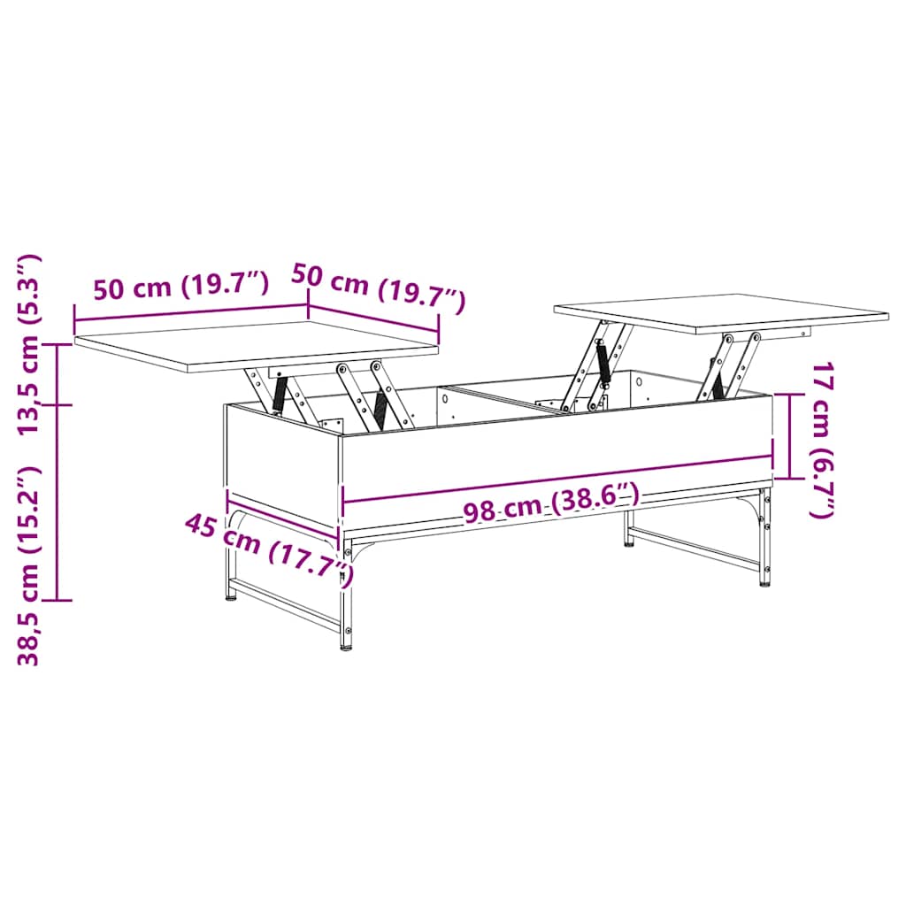 Soffbord Rökfärgad Ek 100x50x40 cm metall