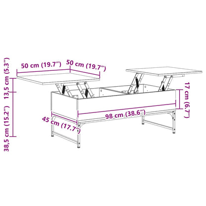 Soffbord Rökfärgad Ek 100x50x40 cm metall