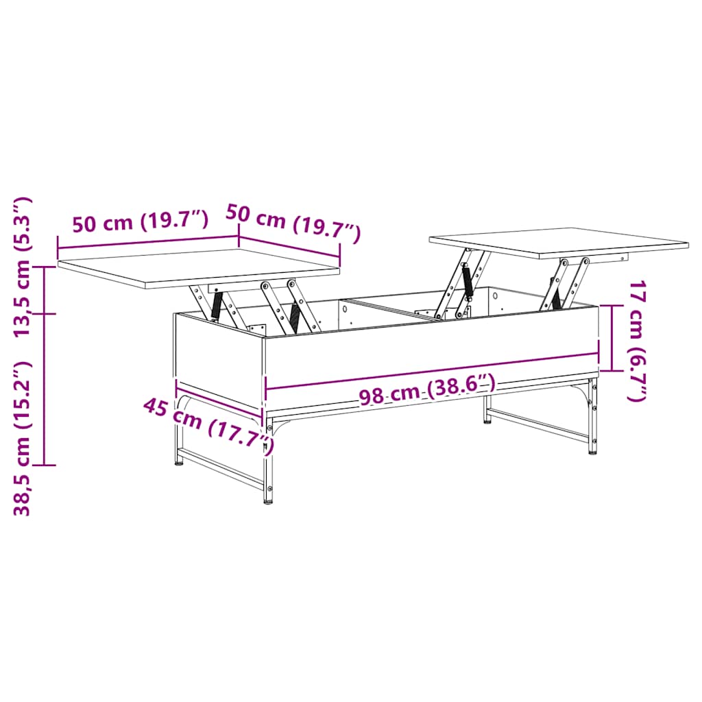 Soffbord Brun Ek 100x50x40 cm metall