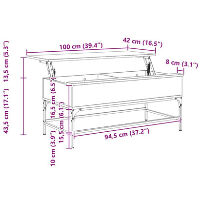 Soffbord Sonoma Grå 100x50x45 cm metall