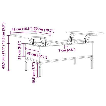 Soffbord rökfärgad ek 100x50x45 cm konstruerat trä och metall