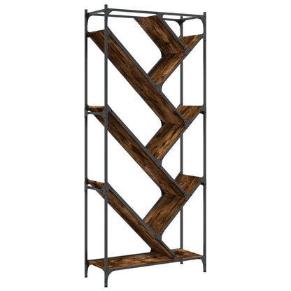 Bokhylla Rökfärgad Ek 79x30x180 cm metall