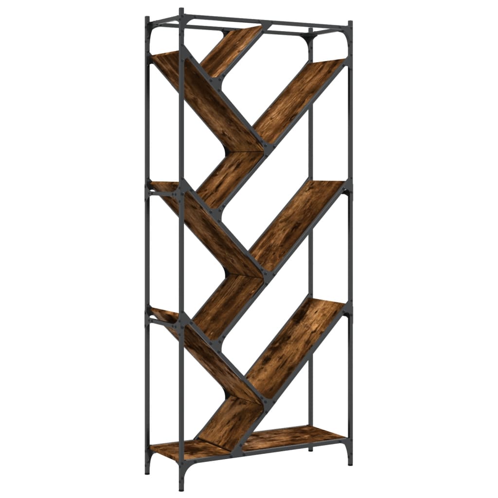 Bokhylla Rökfärgad Ek 79x30x180 cm metall