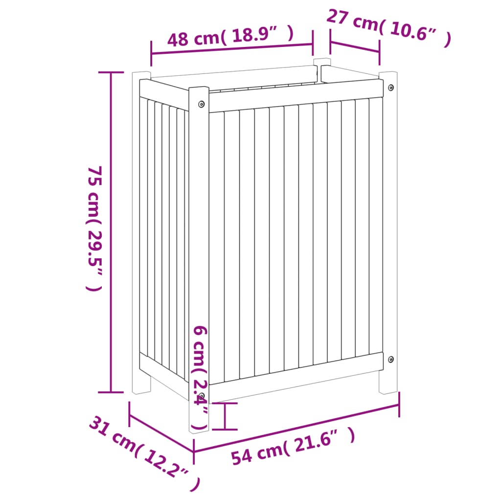 Utomhus Blomkruka Trä med foder 54x31x75 cm massivt akaciaträ