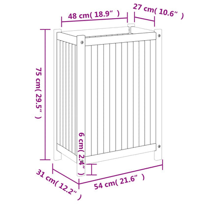 Utomhus Blomkruka Trä med foder 54x31x75 cm massivt akaciaträ