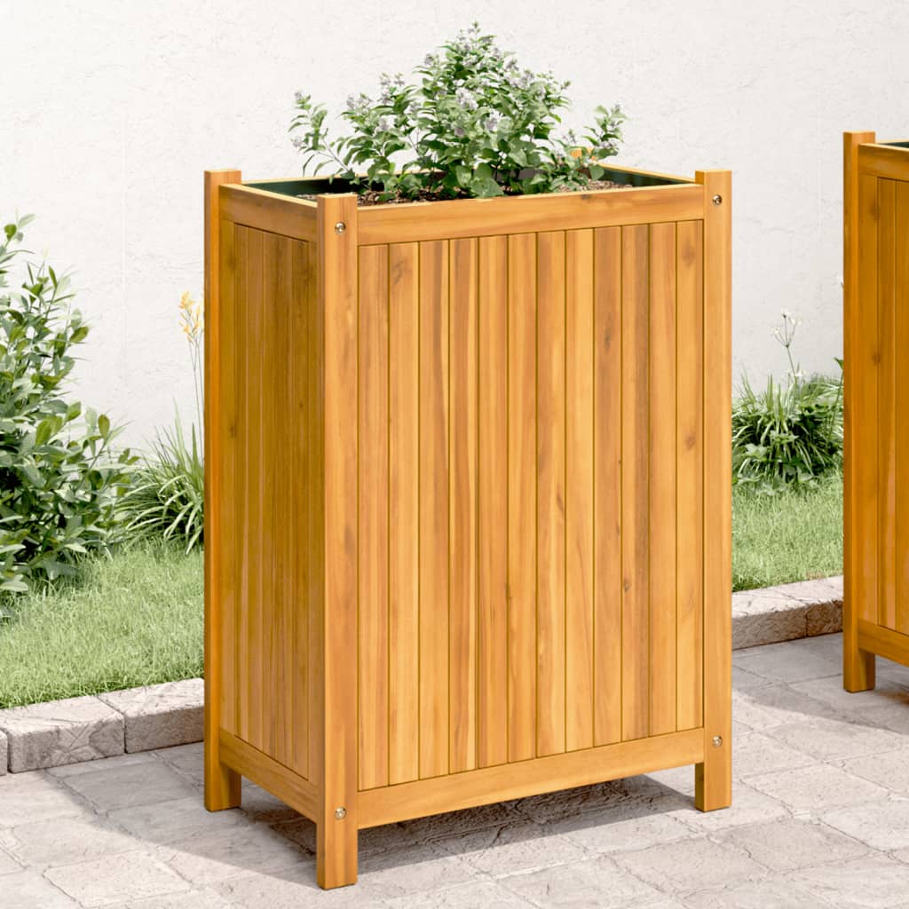 Utomhus Blomkruka Trä med foder 54x31x75 cm massivt akaciaträ