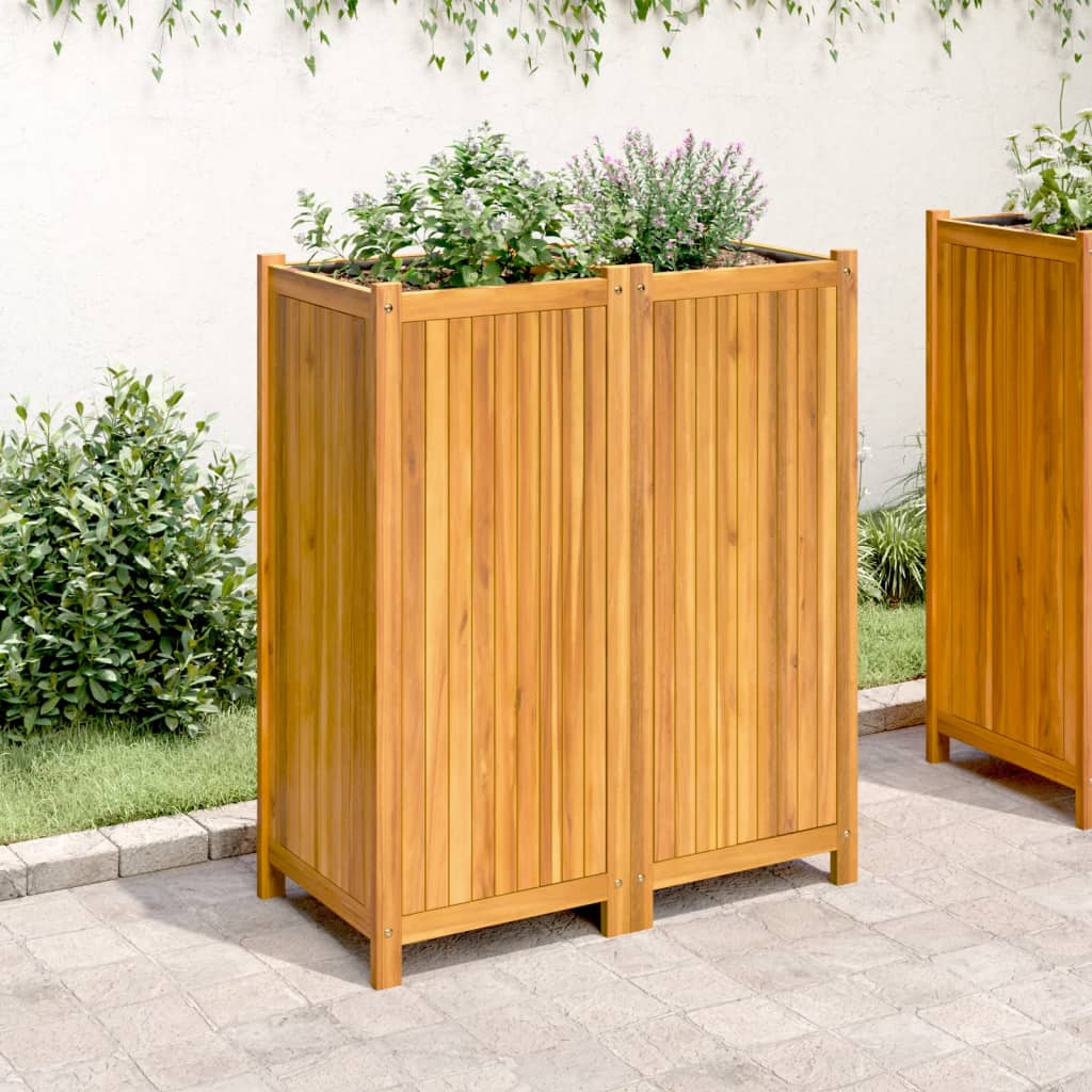 Utomhus Blomkruka Trä med foder 84x42x100 cm massivt akaciaträ