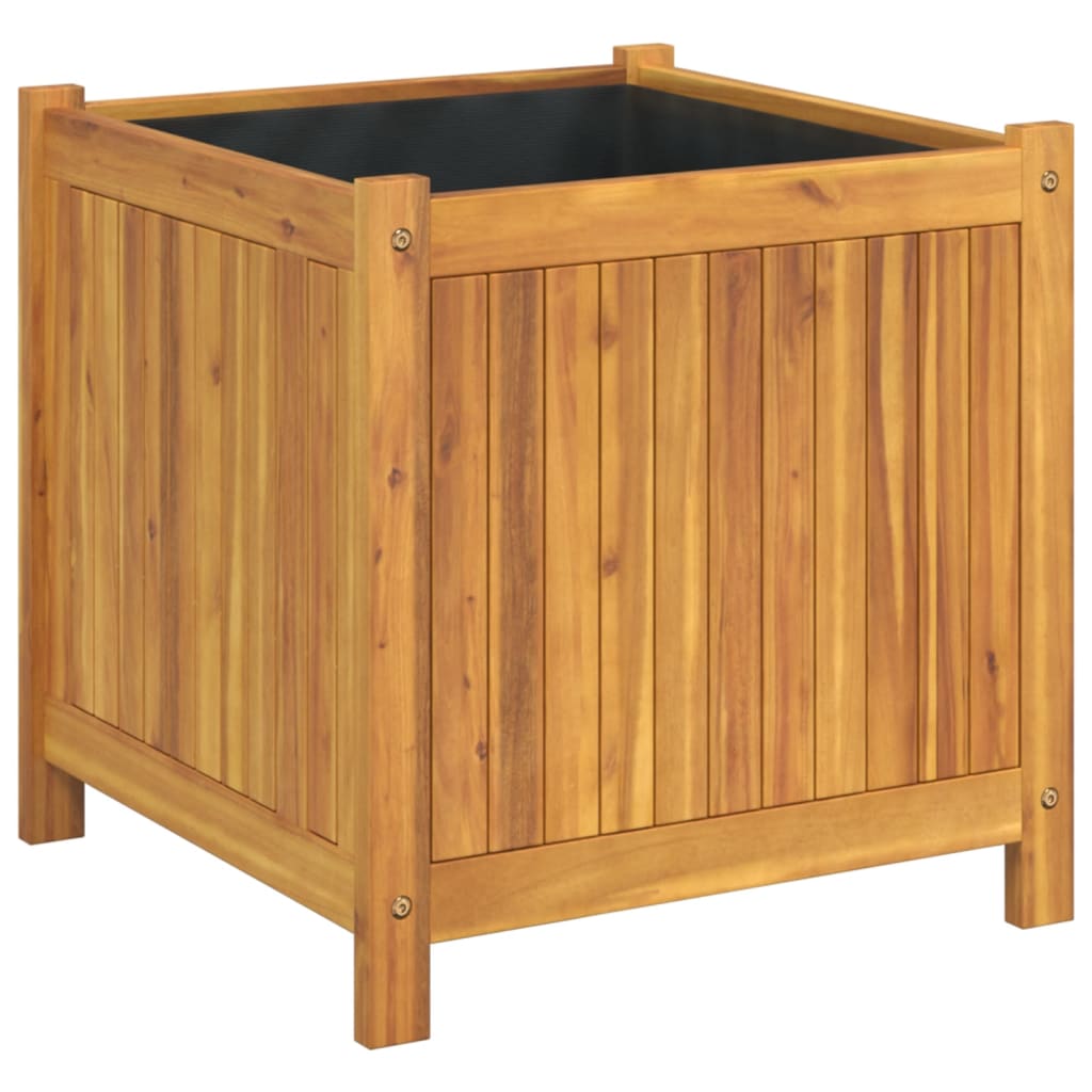 Utomhus Blomkruka Trä med foder 50x50x50 cm massivt akaciaträ