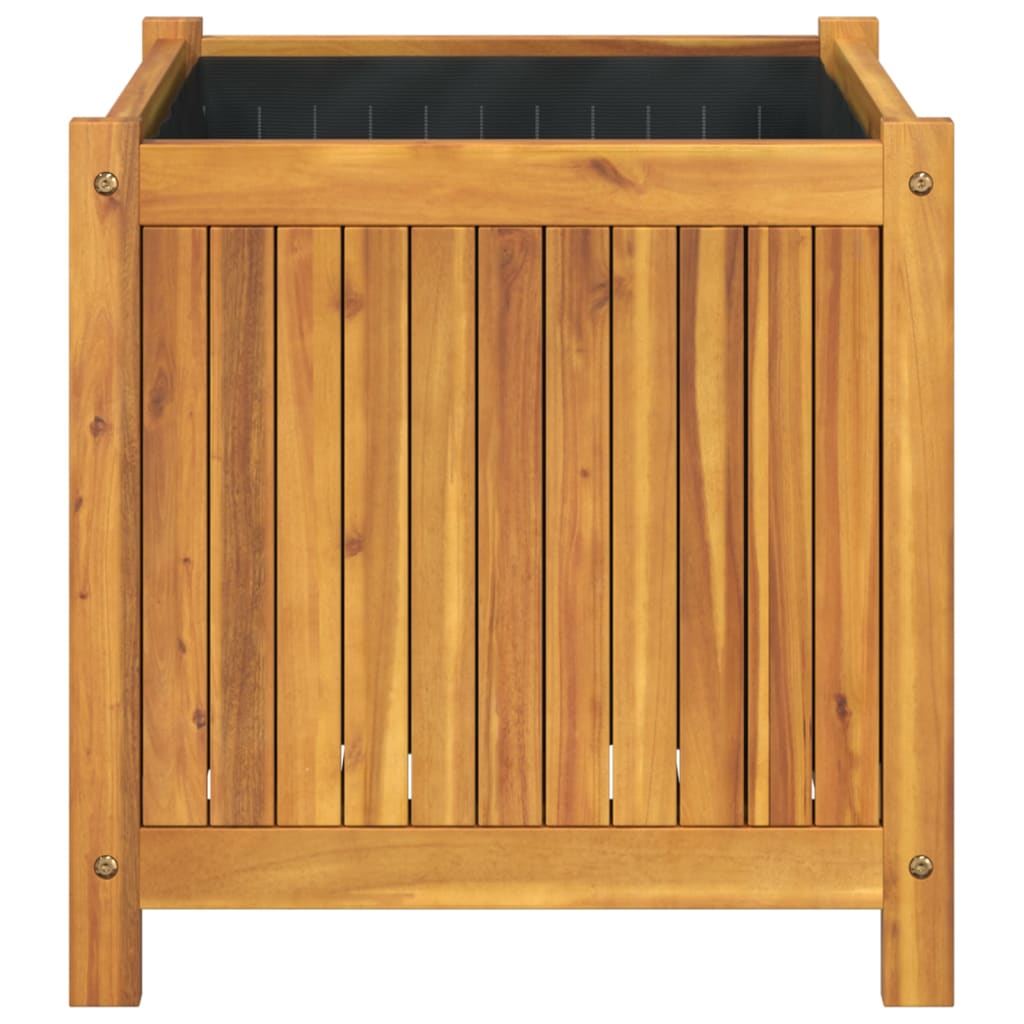 Utomhus Blomkruka Trä med foder 50x50x50 cm massivt akaciaträ