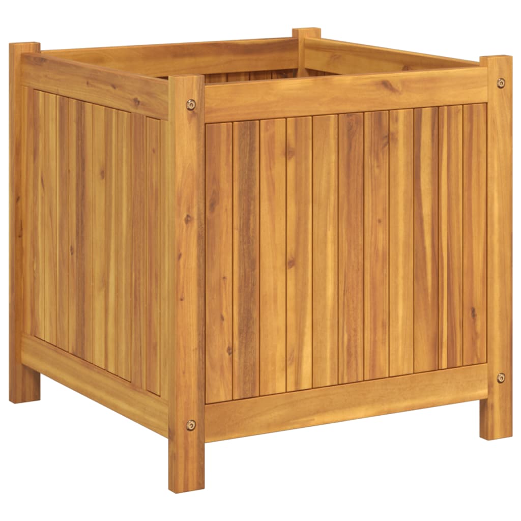 Utomhus Blomkruka Trä med foder 50x50x50 cm massivt akaciaträ