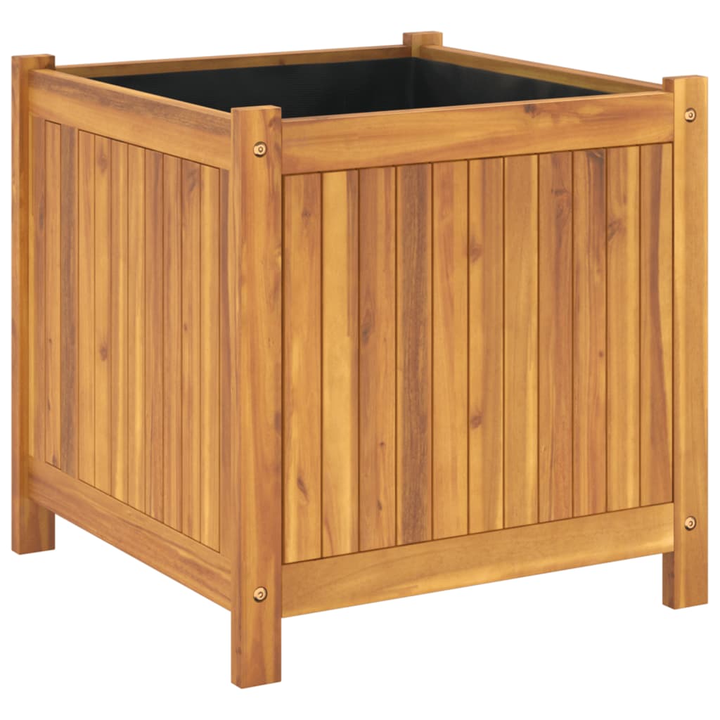 Utomhus Blomkruka Trä med foder 50x50x50 cm massivt akaciaträ