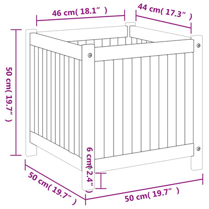 Utomhus Blomkruka Trä med foder 50x50x50 cm massivt akaciaträ