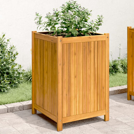 Utomhus Blomkruka Trä med foder 50x50x75 cm massivt akaciaträ