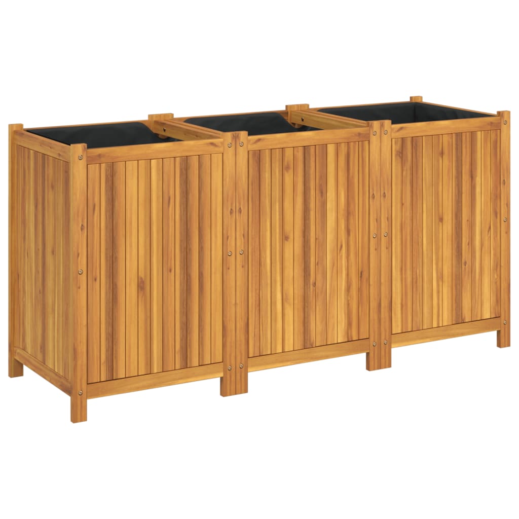 Utomhus Blomkruka Trä med foder 150x50x75 cm massivt akaciaträ
