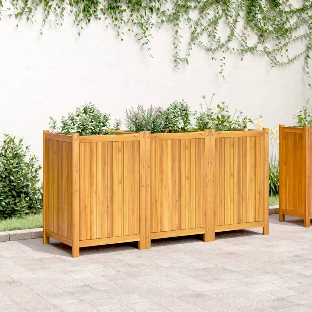 Utomhus Blomkruka Trä med foder 150x50x75 cm massivt akaciaträ