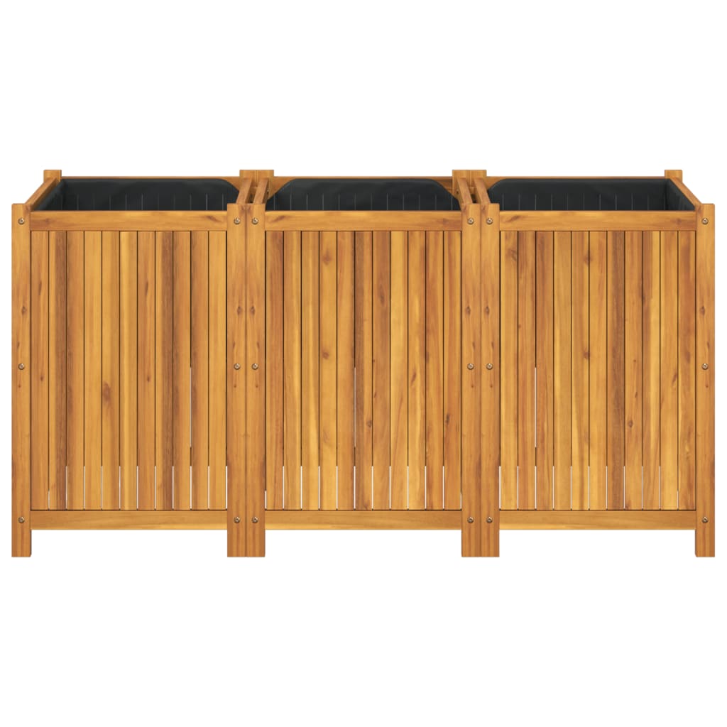 Utomhus Blomkruka Trä med foder 150x50x75 cm massivt akaciaträ